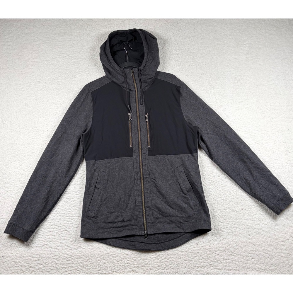 Lululemon Athletica Full Zip Hoodie Mens Active Hybrid Jacket M Gray Black Tech